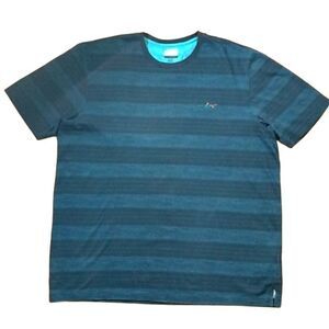 Greg Norman Blue Striped Short Sleeve Crew Neck Golf Shirt XL